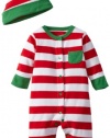 Offspring - Baby Apparel Boys Newborn Holiday Stripe Footie And Hat, Red Stripe, 3 Months