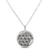 CleverEve Designer Series Floral Pattern Round 3D Sterling Silver Pendant w/ 16 Rope Chain