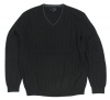 Club Room Men's Drop-Needle Ribbed V-neck Cashmere Sweater (Deep Black) (X-Large)