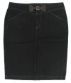 Lauren Jeans Co. Women's Faux-Suede Buckle Denim Pencil Skirt