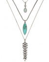 LUCKY BRAND Necklace, 18 Silver-Tone Triple Drop Fern Necklace