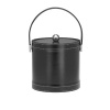 Kraftware Ice Bucket with Stitched Handle, Fabric Lid and Chrome Astro Ball Knob, Black - 3 Quart