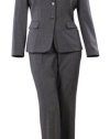 Tahari ASL Women's Plaid Business Suit Jacket & Pant Set (14, Dark Grey/White)