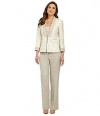 Tahari Two Piece Pants Business Suit with Shawl Collar