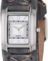 Nemesis Men's FXB013S Square in Square Collection Grey Faded X Leather Band Watch