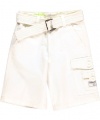 Akademiks Gridmax Belted Cargo Shorts - white, 5