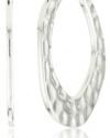 Nine West Silver-Tone Plated Hammered Textured Click-It Hoop Earrings
