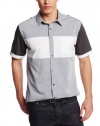 DKNY Jeans Men's Short Sleeve Color Block Slim Fit Shirt, Grey, XX-Large