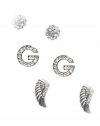G by GUESS Women's Wing, G and Fireball Stud Set, SILVER