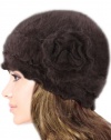 Dahlia Women's Super Soft Flower Laciness Angora Blend Knit Beanie Hat