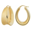 18 Karat Yellow Gold Sterling Silver Concave Electroform Oval Hoop Earrings