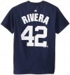 MLB Majestic New York Yankees #42 Mariano Rivera Navy Blue Player T-shirt