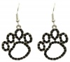 Gorgeous Puppy Dog Animal Paw Print Outline 1 Charmswith Jet Black Crystals Earrings Silver Tone