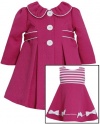 Bonnie Jean Baby Girls Jacquard Coat & Dress Set, Fuschia, 2T
