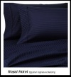 Royal's Striped Navy 800-Thread-Count 4pc King Bed Sheet Set 100-Percent Egyptian Cotton, Sateen, Deep Pocket
