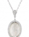 Badgley Mischka Fine Jewelry  Sterling Silver Mother of Pearl Doublet with White Diamond Pendant Necklace