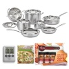 Cuisinart MCP-12N MultiClad Pro Stainless Steel 12-Piece Cookware Set with Mini Measuring Spoons Spice Set, 100-Minute Timer and Not Your Mother's Weeknight Cooking
