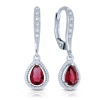 C.Z. Sterling Silver Ruby Pear Shape Earrings