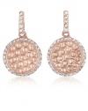 C.Z. Sterling Silver Rose Plated Round Hammered Earrings