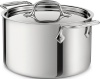 All-Clad 4304 Stainless Steel 3-Ply Bonded Dishwasher Safe 4-Quart Casserole with Lid Cookware, Silver