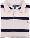 Polo Ralph Lauren Men's Long Sleeve Striped Big & Tall Shirt-Offwhite/Navy