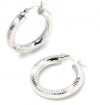 CleverEve Designer Series Diamond Cut .925 Sterling Silver Hoop Earrings w/ French Lock - 5.00 x 30.00mm