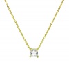 Gold Plated .925 Sterling Silver CZ Princess Cut Square Solitaire Pendant Necklace