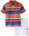 Nautica Baby-Boys Infant Stripe Polo with Solid Short 2 Piece Set