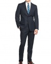 Calvin Klein X Slim Mens Navy Wool Neat Suit 46 R 46R Flat Front Pants 39W