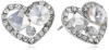 Betsey Johnson Crystal Rhodium Crystal Gem Heart Stud Earrings