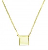 Simple Square Gold Pendant Necklace Gold Plated .925 Sterling Silver 16 - 17 inches