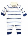 Ralph Lauren Infant Boys Rugby Coveralls, 1 Piece, Smooth Cotton (3 Months, White / Royal Blue / Red Pony)