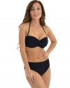 Profile Women's Black Bandeau Bikini 2 Piece Set Convertible Bandeau Top Sizes: 12