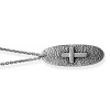CleverEve Designer Series Sterling Silver Oxidized Oval Cross Pendant Necklace 16 + 2 Ext. w/ Spring Ring
