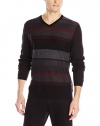 Calvin Klein Sportswear Men's Merino Acrylic Plaited Striped V-Neck Sweater