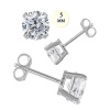 14K White Gold Stud Earring Aprx 1 Carat Total Weight, 5mm Each Round Simulated Diamond Earring. Set on High Quality Prong Setting & Friction Style Post - Crazy2Shop