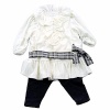Polo Ralph Lauren Infant Girl's 2 Piece Velvet Top & Leggings Outfit Set (9 Months, Cream)