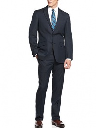 Calvin Klein X Slim Mens Navy Wool Neat Suit 46 R 46R Flat Front Pants 39W