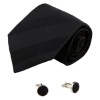 8085 Black Striped For Mens Gifts Formalwear Silk Tie CuffLinks Set By Y&G