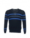 Vince Men's Black Horizontal Striped Crew Neck Sweater