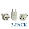 Ceptics Grounded Universal Plug Adapter for Europe, Germany, France (Schuko) (Type E/F) - 3 Pack