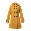 Janecrafts Women Wool Double Breasted Long Sleeve Winter Pea Coat Trench Coat Hood