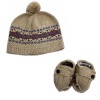 Polo Ralph Lauren Infant Boy's Cotton Fair Isle Knit Hat & Booties Set (6-9 Months, Khaki Heather)