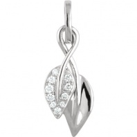 CleverEve 2014 Luxury Series .06 ct tw Diamond 14K White Gold Leaf Pendant Necklace 18