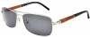 MontBlanc MB410S 12D Men's Fashion Rectangle Full-Rim Polarized Sunglasses, Silver Frame / Black Shaded Lens 60MM