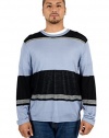 Armani Collezioni Men's Crewneck Striped Sweater Baby Blue