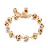 Romantic Time Pandora's Box Multi-color Cube Connected Bar Pendant 18k Rose Gold Plated Charm Link Bracelet