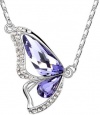 Butterfly Wing Drop Amethyst Purple Swarovski Crystal Pendant Necklace W Chain