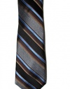 Perry Ellis Mens 100% Silk Neck Tie, Borah Stripe, Brown