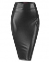 Doublju Women Slim Fit Faux Leather Pencil Midi Skirt